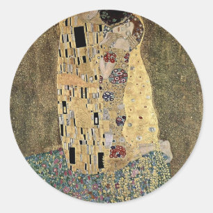 Adesivo Redondo Gustav Klimt's The Kiss (cerca de 1908)