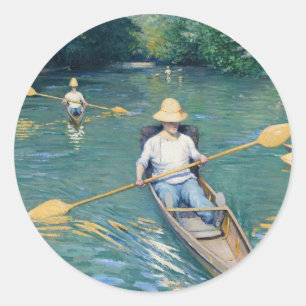 Adesivo Redondo Gustave Caillebotte - Barcos no Yerres