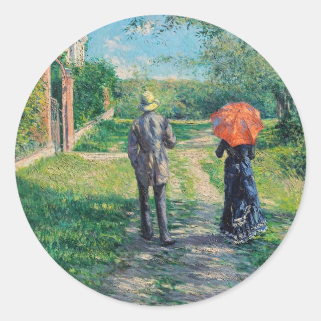 Adesivo Redondo Gustave Caillebotte - O Caminho Uphill (Frente)
