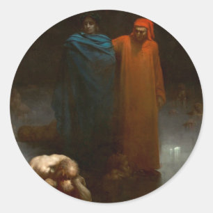 Adesivo Redondo Gustave Dore - Dante E Virgil No Nono Círculo