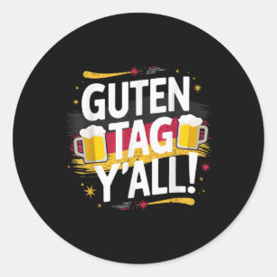 Adesivo Redondo Guten Tag Yall German Beer Humor Divertido