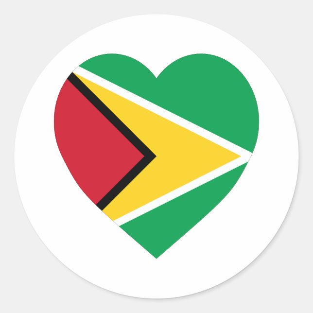 Adesivo Redondo Guyana Flag Heart (Frente)