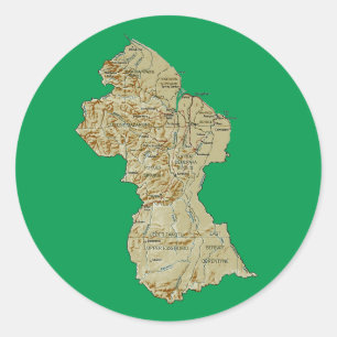 Adesivo Redondo Guyana Map Sticker