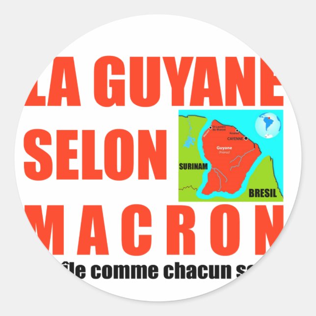 Adesivo Redondo Guyane selon Macron est une île (Frente)
