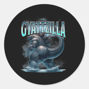 Adesivo Redondo Gyattzilla Meme Zilla Kaiju Rizz Brainrot Skibidi