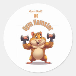 Adesivo Redondo Gym Hamster - Design de Hamster de Workout Engraça