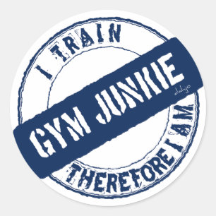 ADESIVO REDONDO GYM JUNKIE. EU TREINO, PORTANTO, ESTOU.