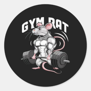 Adesivo Redondo Gym Rat Funny Bodybuilding Workout Malhação Gym We