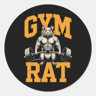Adesivo Redondo Gym Rat Significa Rato De Gym Pesando Na Gama