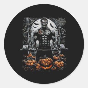 Adesivo Redondo Gym Spooky Malhação assombrada pelo esqueleto