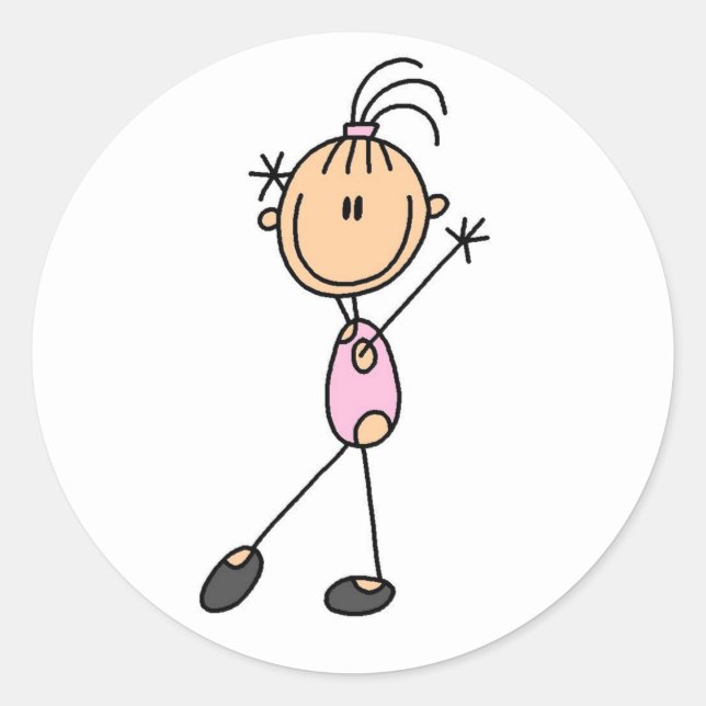 Adesivo Redondo Gymnast da Stick Figure Girl in Pink Stickers (Frente)