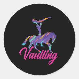 Adesivo Redondo Gymnast Horse Balancing Acrobatt Gift