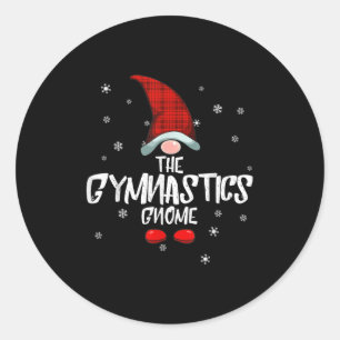 Adesivo Redondo Gymnastics Gnome Family Christmas Gymnasing