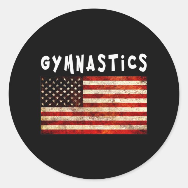 Adesivo Redondo Gymnastics Grunge American Flag (Frente)