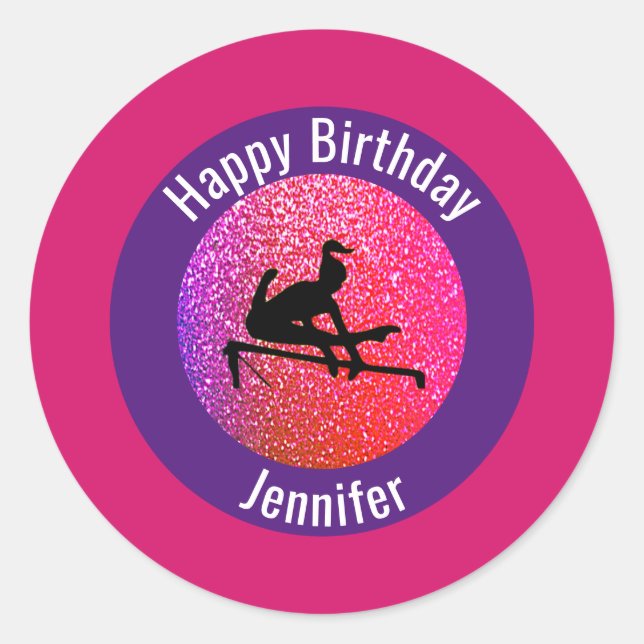 Adesivo Redondo Gymnastics Sparkle Uneven Bares Stickers (Frente)