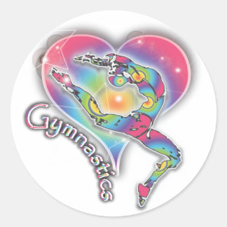 Adesivo Redondo Gymnastics Sticker with Heart and Rainbow