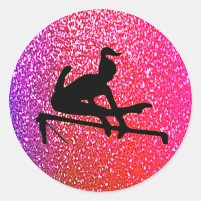 Adesivo Redondo Gymnastics Uneven Bares Sparkle Stickers (Frente)