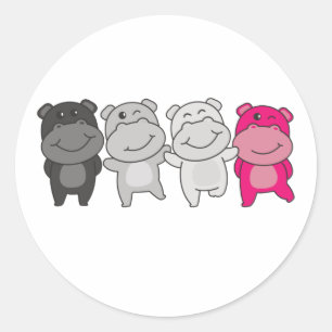 Adesivo Redondo Gynephilia Flag Pride Lgbtq Cute Hippo Classic Rou