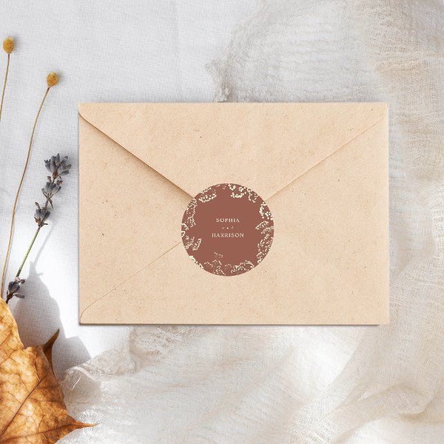 Adesivo Redondo Gypsophila Terracotta Wedding (Criador carregado)