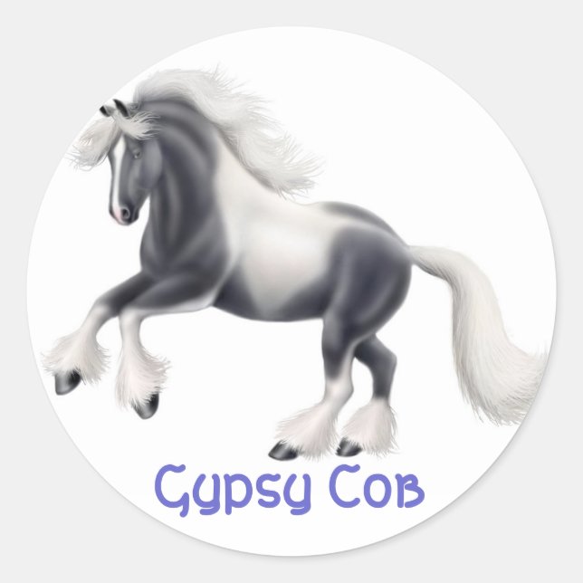 Adesivo Redondo Gypsy Cob Horse Sticker (Frente)