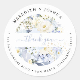 Adesivo Redondo H2 Blue Hydrangea Cream Rosas Casamento Favor Clas