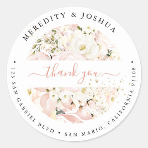 Adesivo Redondo H2 Blush Hortênsia Rosas Creme Lembrancinhas de Ca