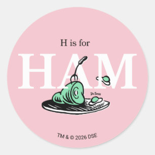 Adesivo Redondo "H é para HAM" Design de Alfabeto