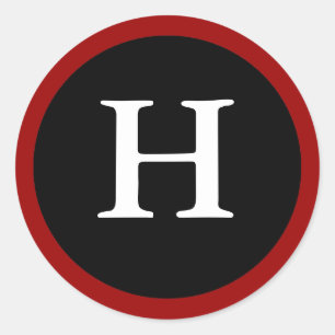Adesivo Redondo H: Letra H inicial H Red, White e Black Stickers