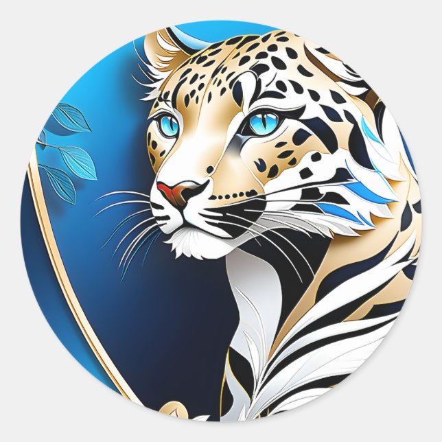 Adesivo Redondo Há algo sobre um leopardo que é ambos (Frente)