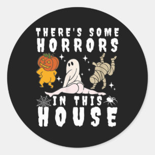 Adesivo Redondo Há alguns horrores nesta casa Ghost Pumpkin H