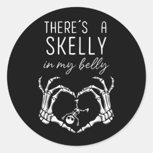 Adesivo Redondo Há Um Skelly No Meu Dia de as Bruxas engraçado Pre
