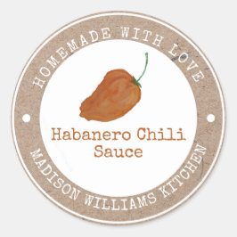 Adesivo Redondo Habanero Chili Sauce Homemade | Orange Chili