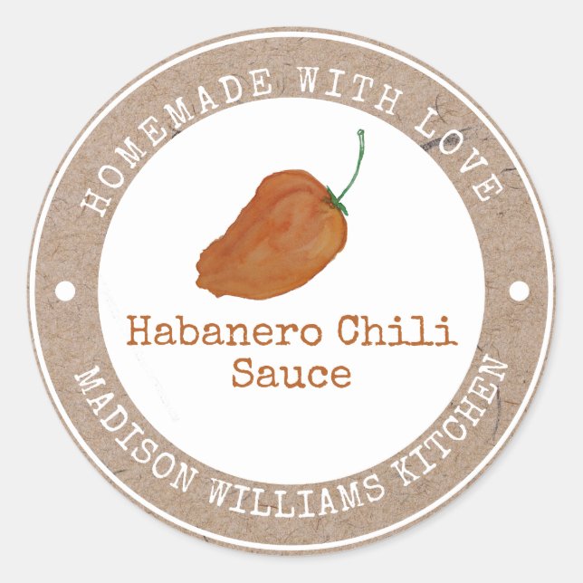 Adesivo Redondo Habanero Chili Sauce Homemade | Orange Chili (Frente)