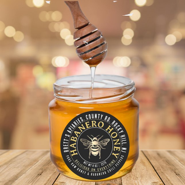 Adesivo Redondo Habanero Honey Raw com Abelha Dourada (Criador carregado)