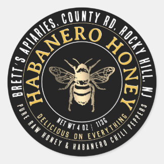 Adesivo Redondo Habanero Honey Raw com Abelha Dourada