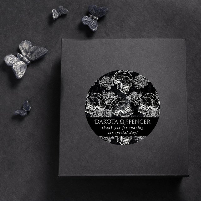 Adesivo Redondo Habilidades e Rosas de giz | Gótico - Obrigado (Criador carregado)