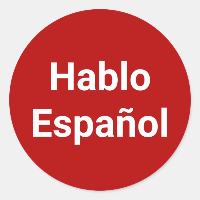 Adesivo Redondo Hablo Español vermelho branco Eu falo espanhol (Frente)
