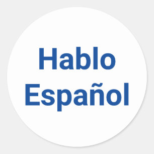 Adesivo Redondo Hablo Español White Blue I Fala Espanhol