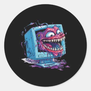 Adesivo Redondo Hacker Branco Para Cyber Warrior E Hacker Ético