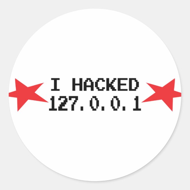 Adesivo Redondo hacker eu hackeei 127.0.0.1 (Frente)