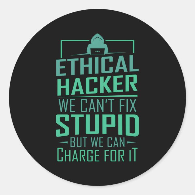 Adesivo Redondo Hacker Programmer Coding Hacker Ethical Hacker (Frente)