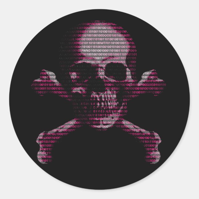 Adesivo Redondo Hacker Skull e Crossbones (Frente)