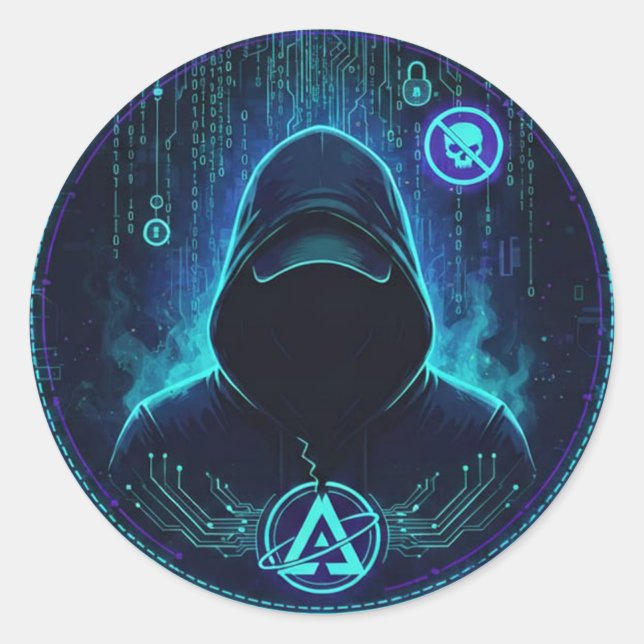 Adesivo Redondo Hacker Sticker (Frente)