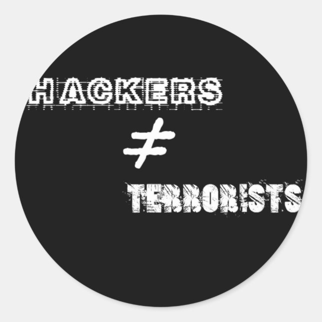 Adesivo Redondo Hackers não igualam terroristas (Frente)