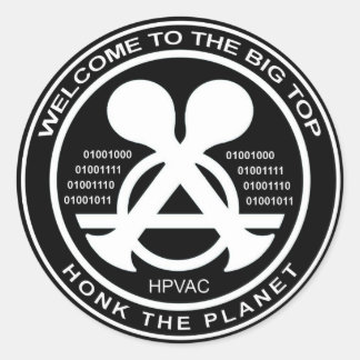 Adesivo Redondo Hacking Sticker HPVAC Binary HONK!