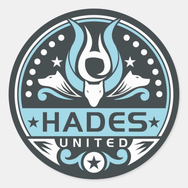 Adesivo Redondo Hades uniu azuis marinhos do logotipo (Frente)