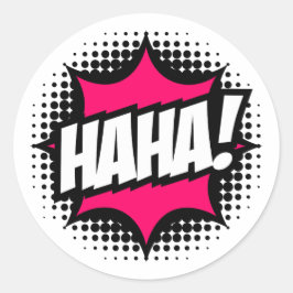 Adesivo Redondo HAHA! Estilo de livro em banda desenhada