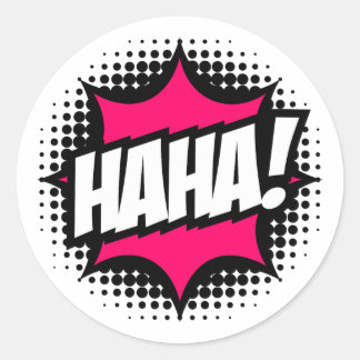 Adesivo Redondo HAHA! Estilo de livro em banda desenhada