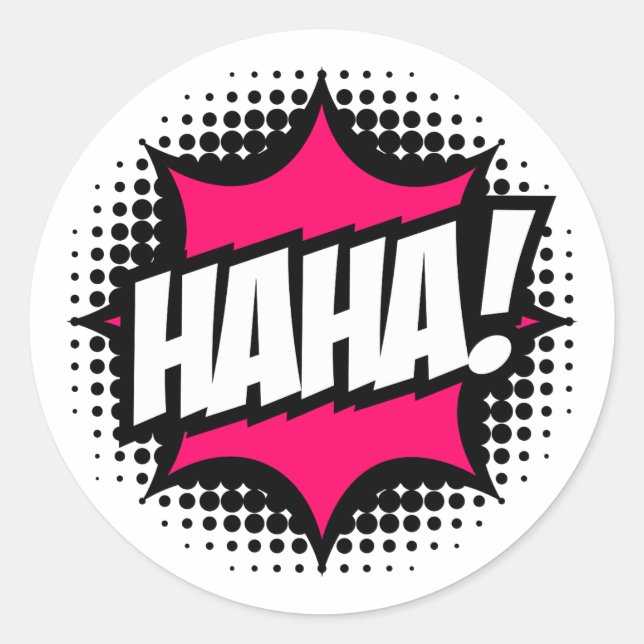 Adesivo Redondo HAHA! Estilo de livro em banda desenhada (Frente)