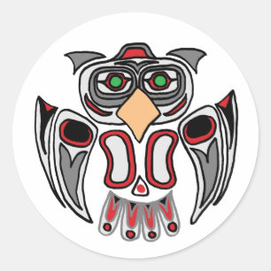 Adesivo Redondo Haida Owl